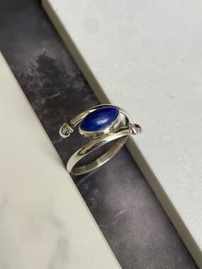 925 Sterling Silver Natural Lapis Lazuli Ring, US:6,8,9 “BOHO”